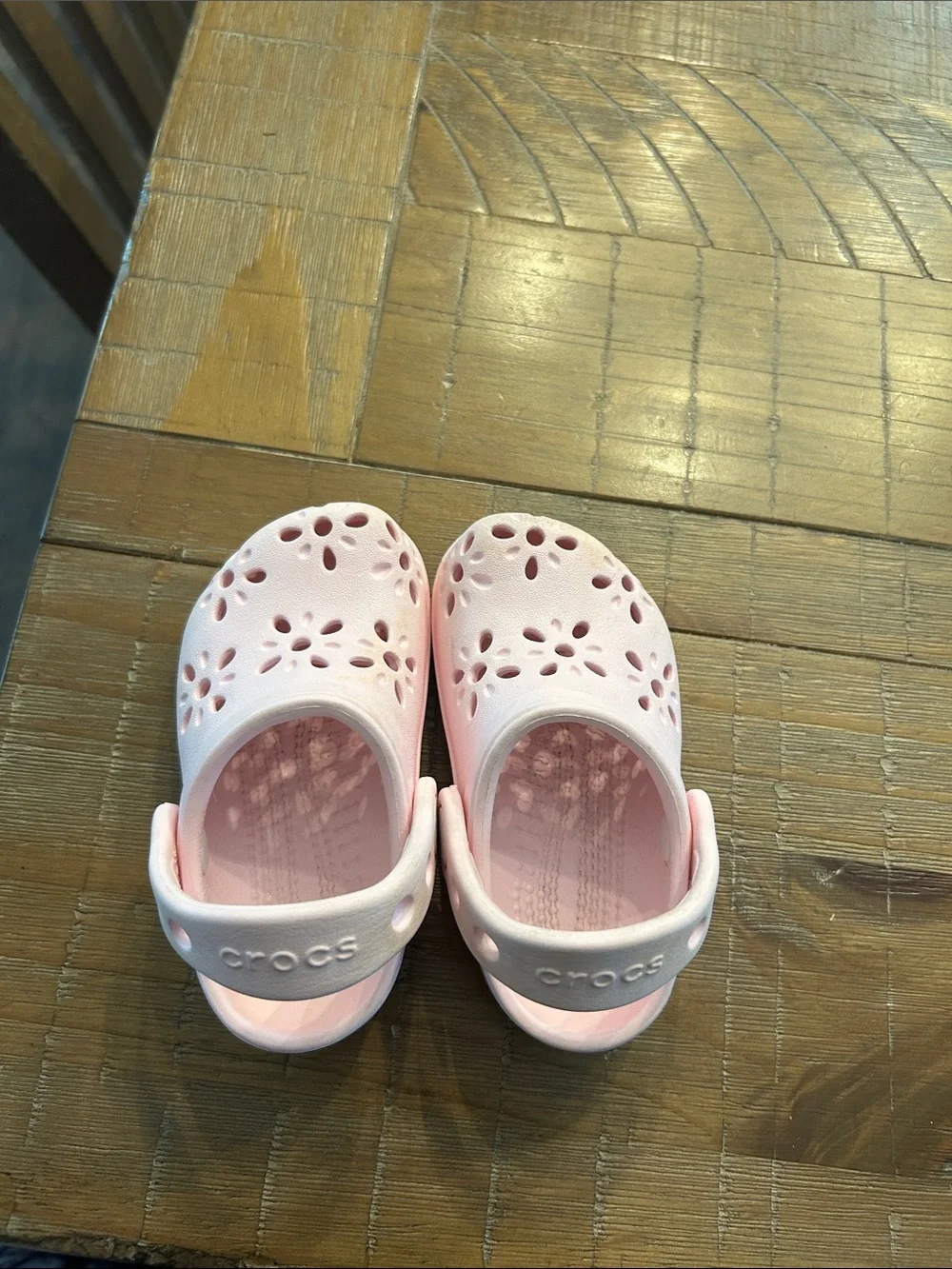 CROCS Kids Pink Floral Cutout Clog Sandals